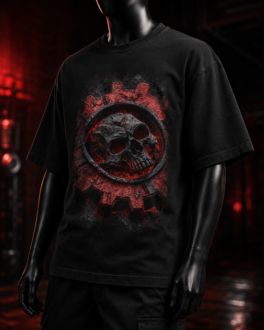 Calavera Engranaje Rojo - Polera