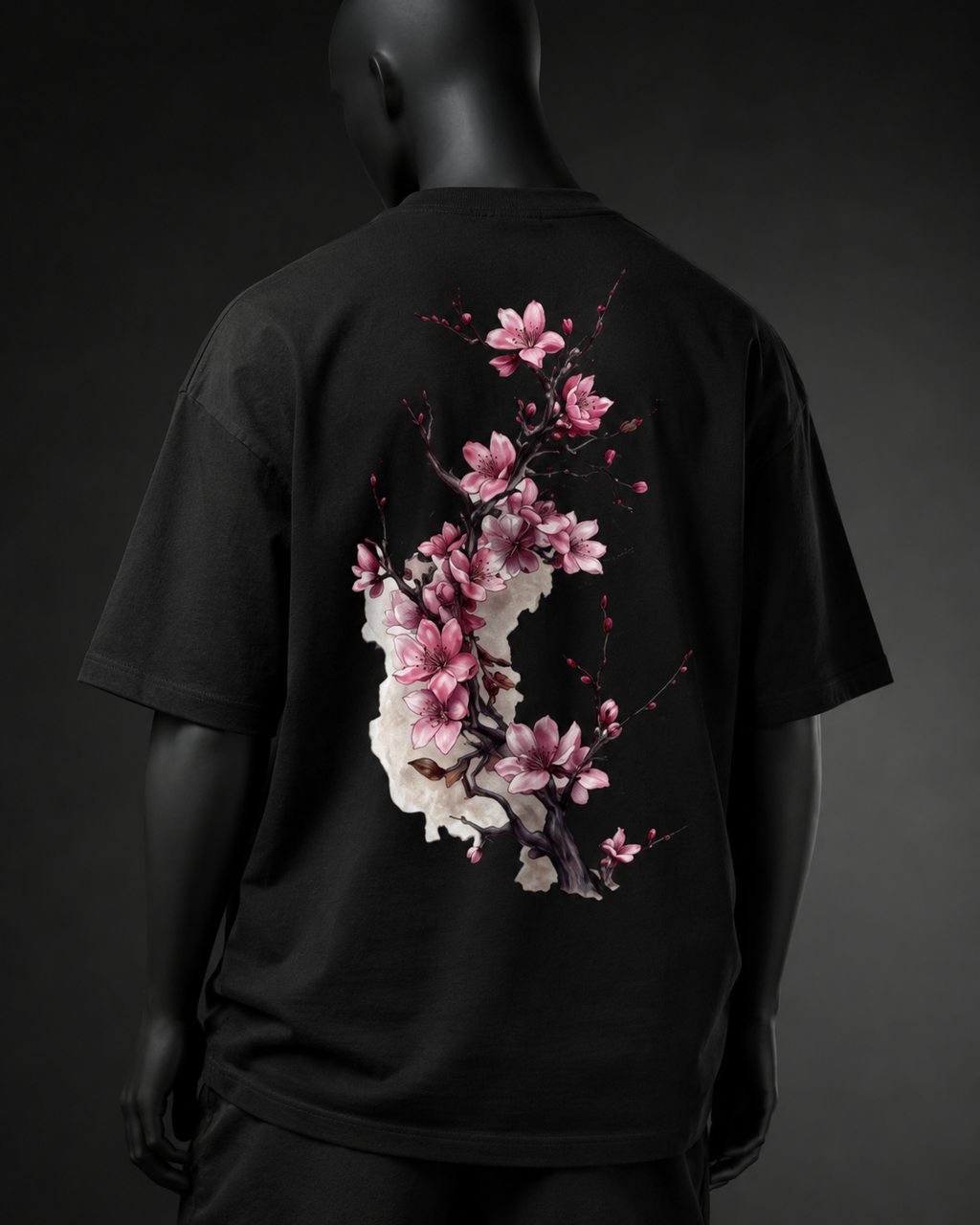 Flores Sakura Espalda Negra - Polera