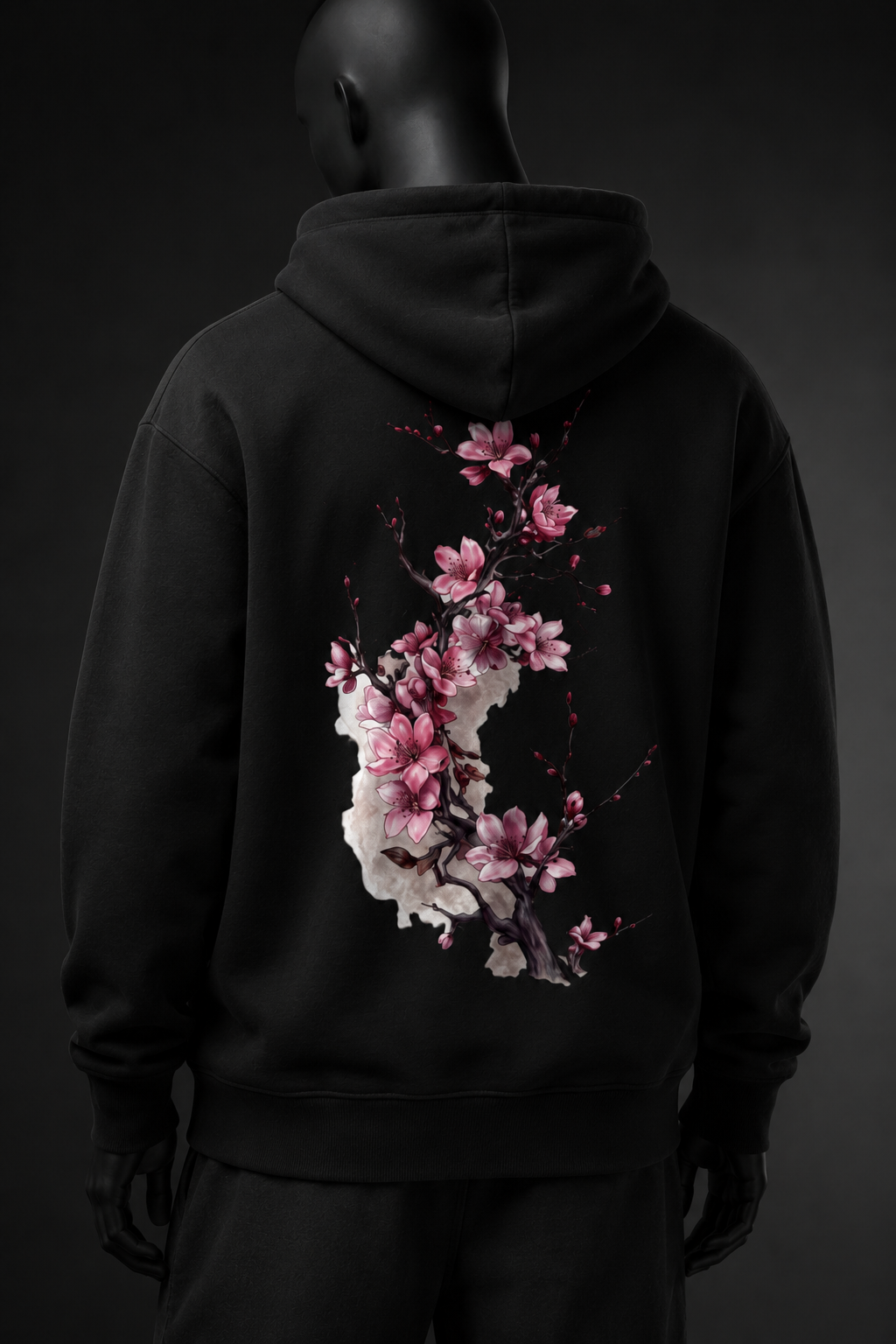 Flores Sakura Espalda Negra - Polerón