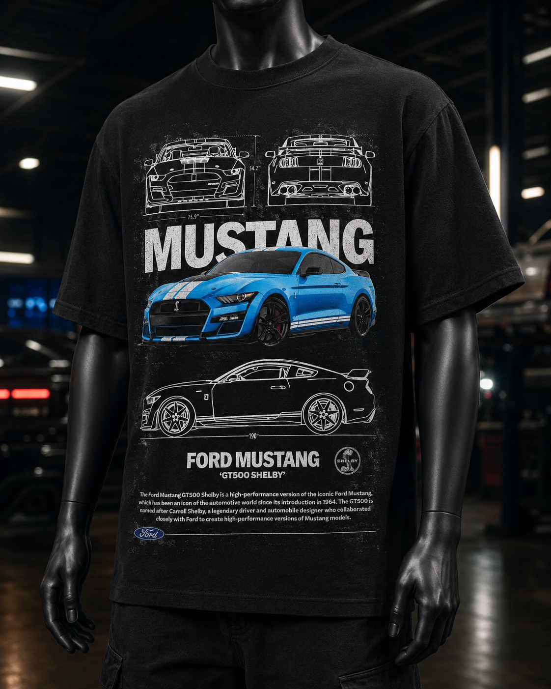 Ford Mustang Azul - Polera