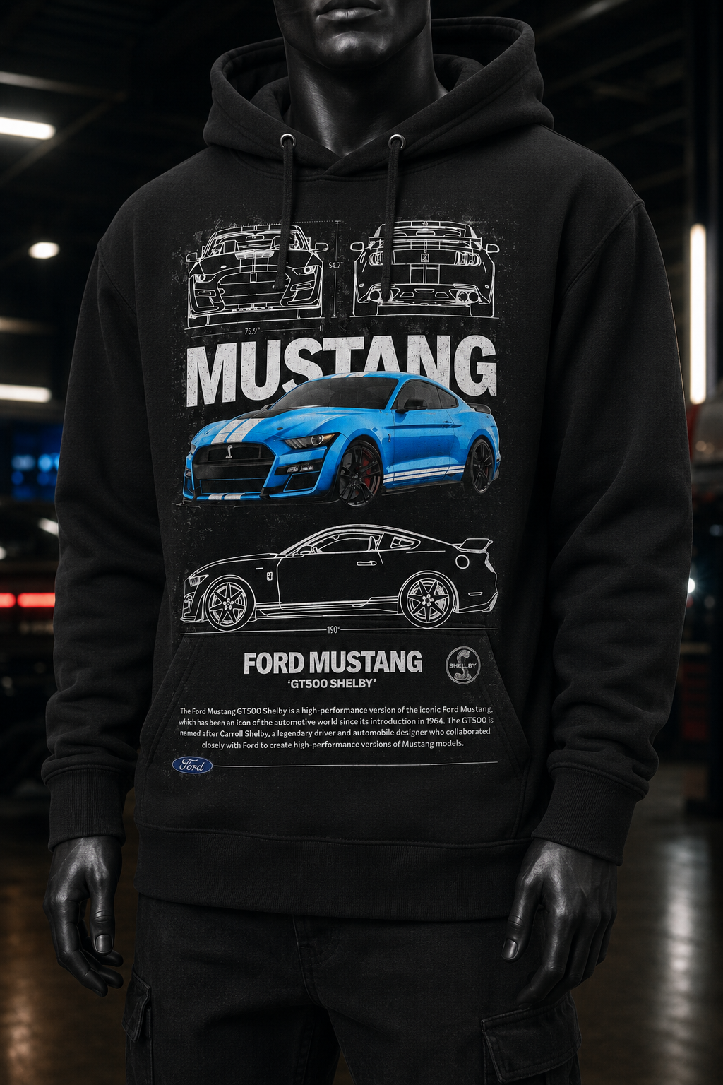 Ford Mustang Azul - Polerón