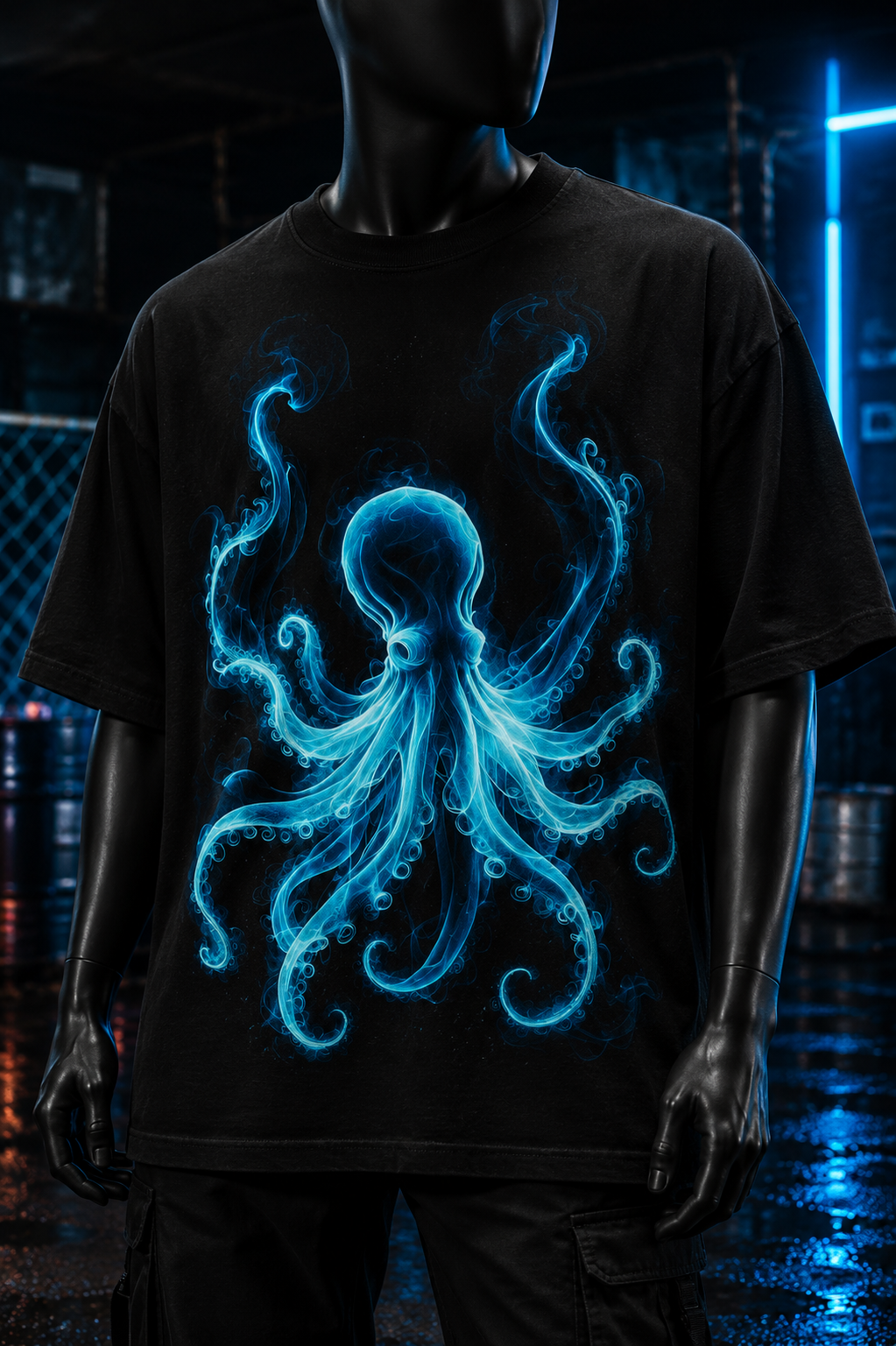 Pulpo Azul Neon 01 - Polera