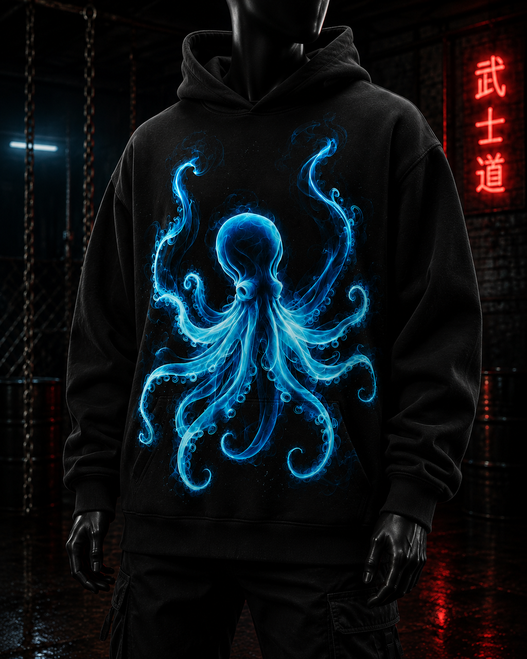Pulpo Azul Neon 01 - Polerón